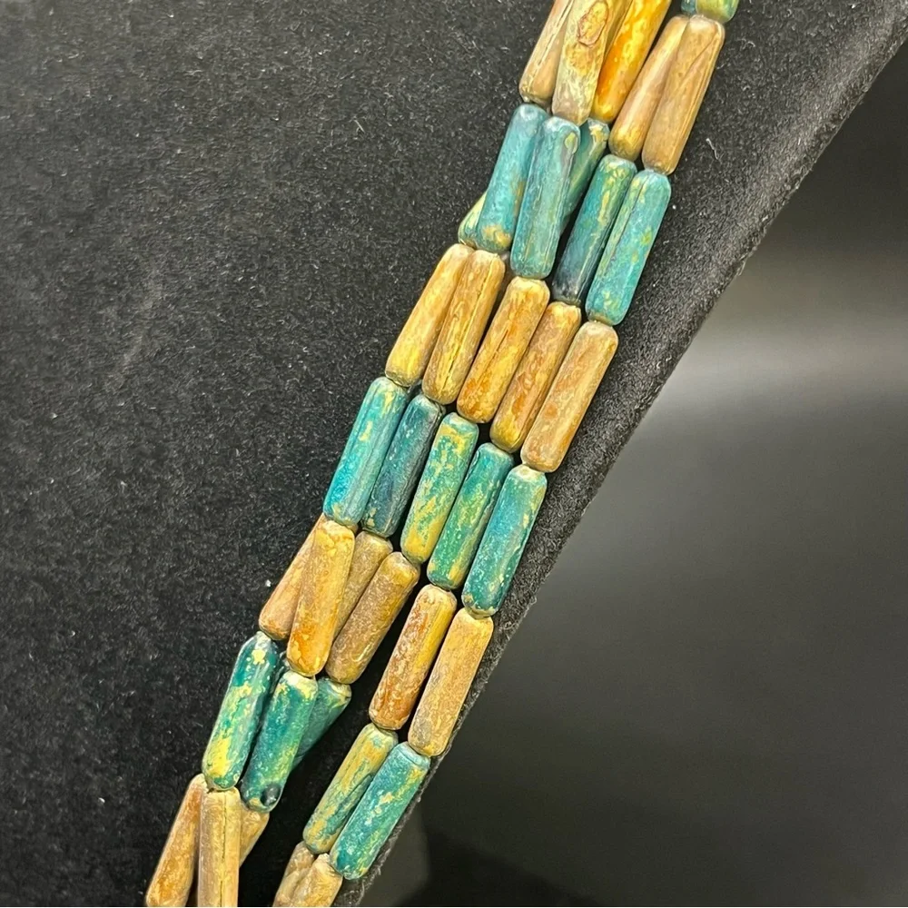 Vintage Style Boho Necklace Painted Wood Beads - Picture 6 of 14